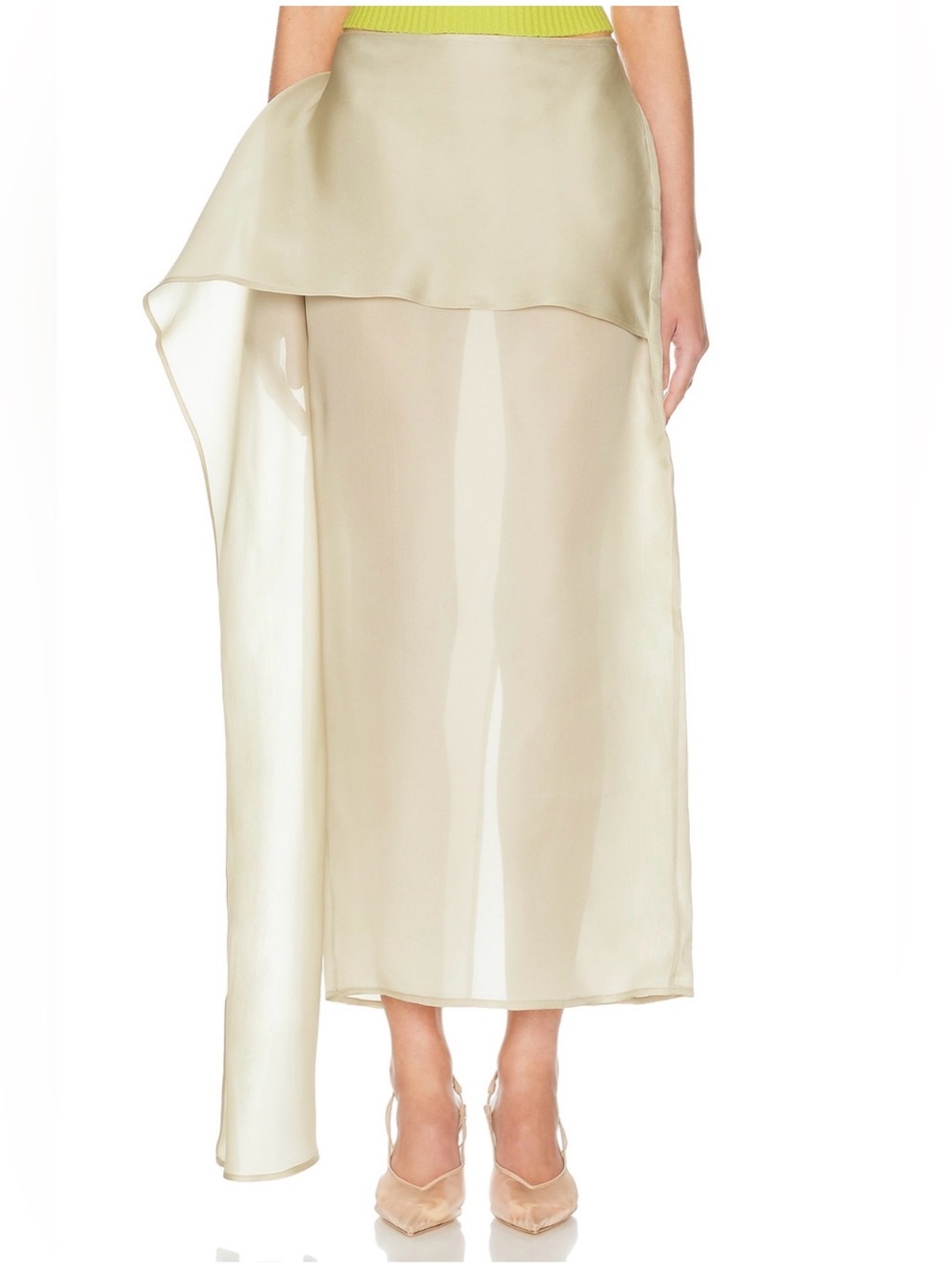 NWT HELSA The Silk Gazar Skirt With Drape in Stone - Picture 4 of 14